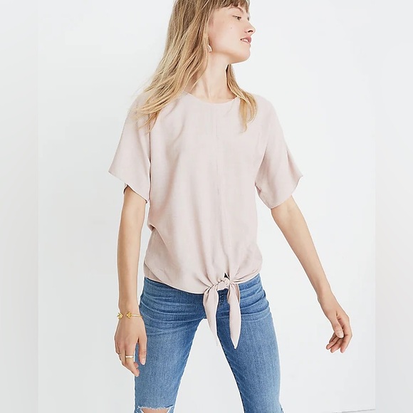Madewell Button-Back Tie Tee in Stripe xxs - Picture 1 of 7